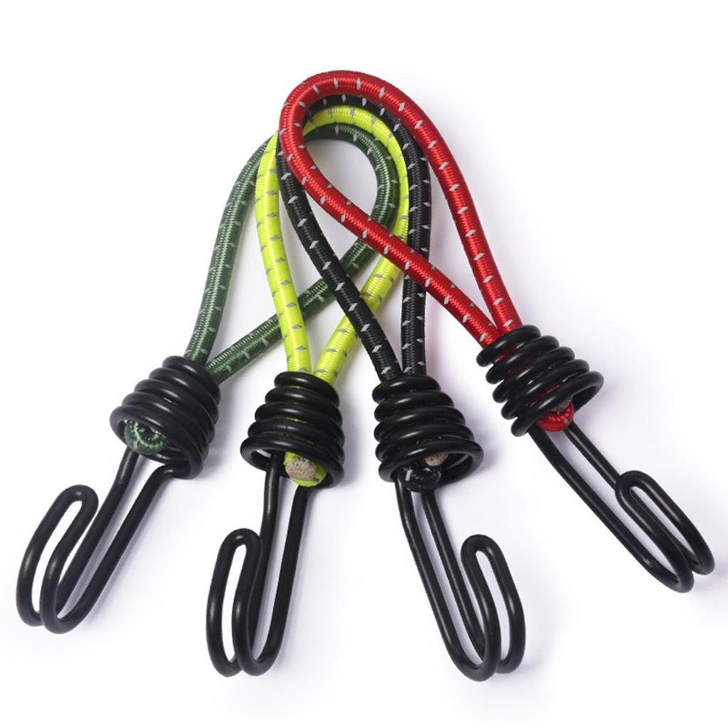 Bungee Cords with Hook Elastic Bungee Metal Shock Cord Hook Bungee Elastic Cord for Securing Camping Tarp Luggage Tent