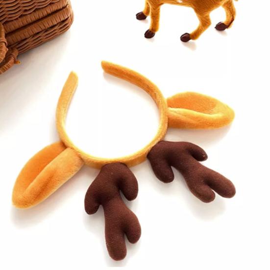 Рождественская повязка на голову в виде рогов оленя, эластичная, нескользящая, плюшевая, подходит для всех возрастов, рождественские аксессуары для волос, праздничный костюм для украшения вечеринки, праздничная повязка на голову