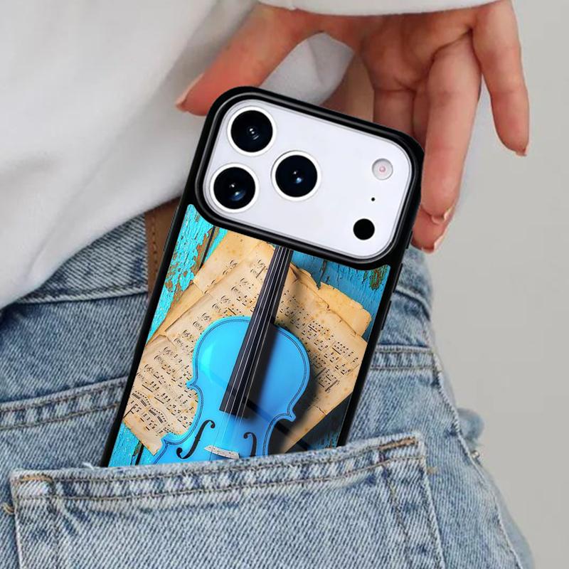 Музыкальный чехол для телефона с изображением скрипки и гитары для iPhone 17ProMax 12 13 14 15 16e 17 Pro Max Plus Air Cover