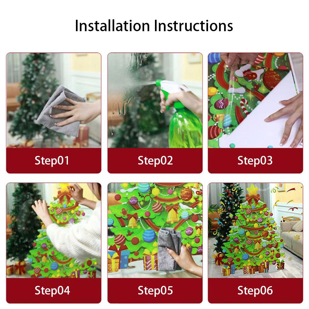 9pcs/set Christmas Static Cling Stickers Window Decals Santa Claus Scene Festive Window Decals Christmas Home Party Decor