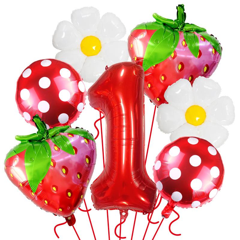 Fruit Series Gradual Change Strawberry Balloon Set Hawaiian Party Decoration Anniversary Decoration Birthday Balloon