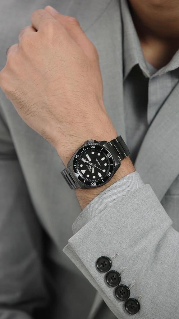 Seiko 5 Sports Black Dial Gunmetal Gray Stainless Steel Automatic Watch SRPD65K1 Men's