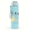 1PC Lyle multi couple line sketch print 750ml colorful plastic sports water bottle leakproof pop up lid with straw for outdoor work home use