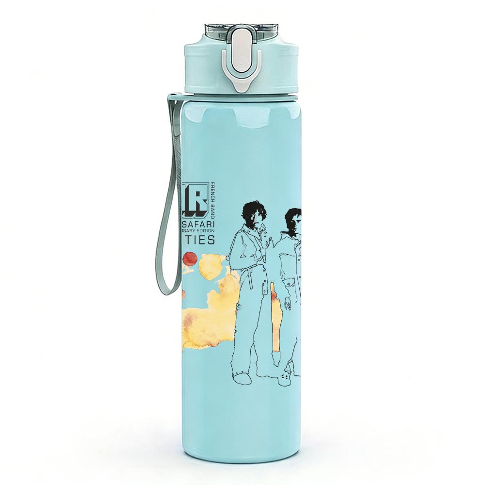 1PC Lyle multi couple line sketch print 750ml colorful plastic sports water bottle leakproof pop up lid with straw for outdoor work home use