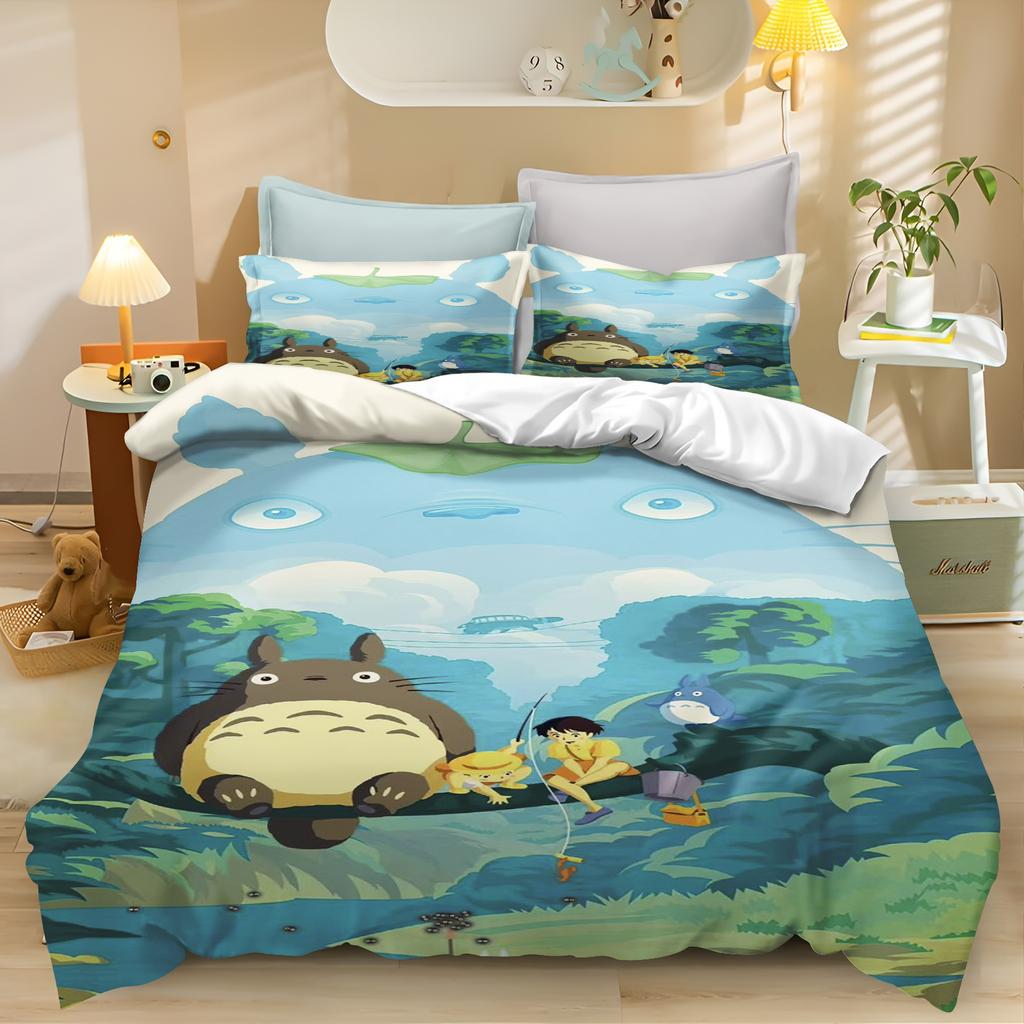 Anime Duvet Cover Pillowcase Bedding Set T-TotoroS Kawaii Adult Boy Girl Bedroom Decoration Children Single Double Large Size