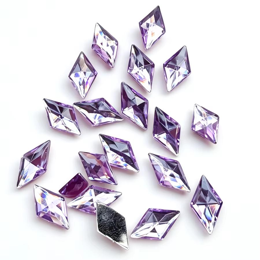 60 pieces of 11mm x 19mm diamond shaped acrylic rhinestone flat back scrapbook, used for jewelry making DIY charm decoration