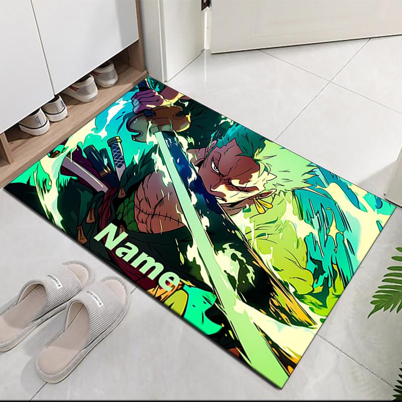 Custom Name Roronoa Zoro Printed Carpet, for Office Chair Living Room Bedroom Kitchen Room Decor Gifts.