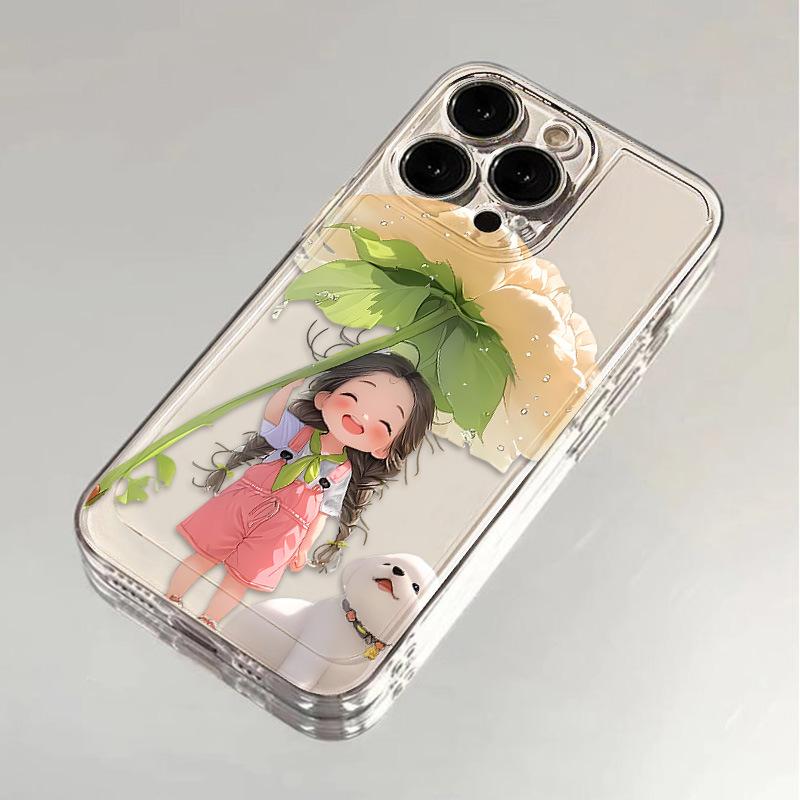 Смеющаяся девушка подает заявку на чехол для iPhone17promax space phone case Apple 16 прозрачный 15/14 тонкое отверстие X всесторонний