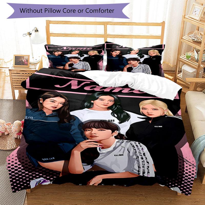 3PC Custom Name "Name Group Fashion" Bedding Set Printed Bedding Set Duvet Cover Closure Includes 1 Duvet Cover & 312 Pillowcases for Bedroom