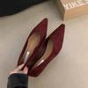 Retro Low-heeled Pointed-toed Shallow-mouth Single Shoes Women's Shoes 2025 New Spring and Autumn Suede Temperament One-pedal Commuter Shoes