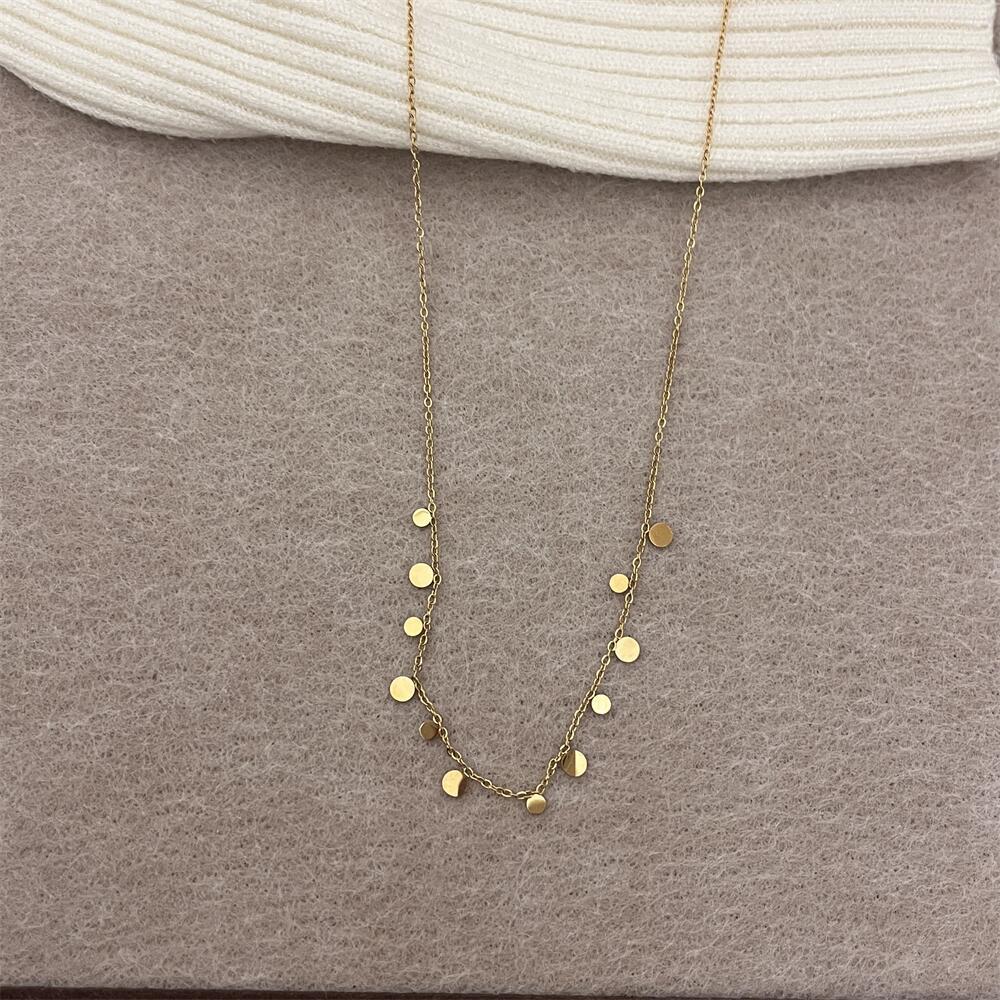 Ожерелье из титановой стали в стиле ретро с ключицей и бусинами из натурального камня для женщин