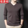 Hengyuanxiang Men's 100% Pure Wool V-Neck Pullover Sweater