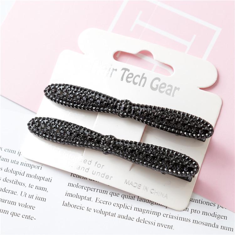 2Pcs Bling Crystal Hairpins Black Hair Clips Headwear for Women Girls Rhinestone Pins Clip Barrette Styling Tools Accessories
