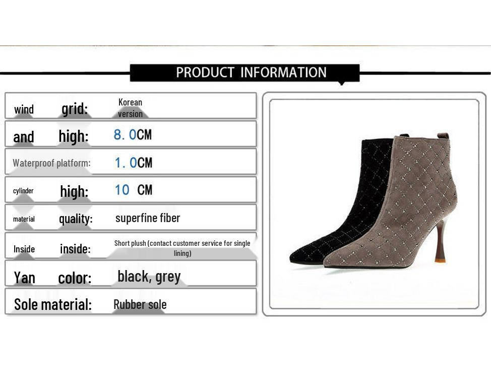 Women's Autumn/Winter Rhinestone Stiletto Ankle Boots with Zipper