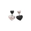Silver Needle Asymmetrical Heart Earrings | Light Luxury, High-End, Retro Design Studs