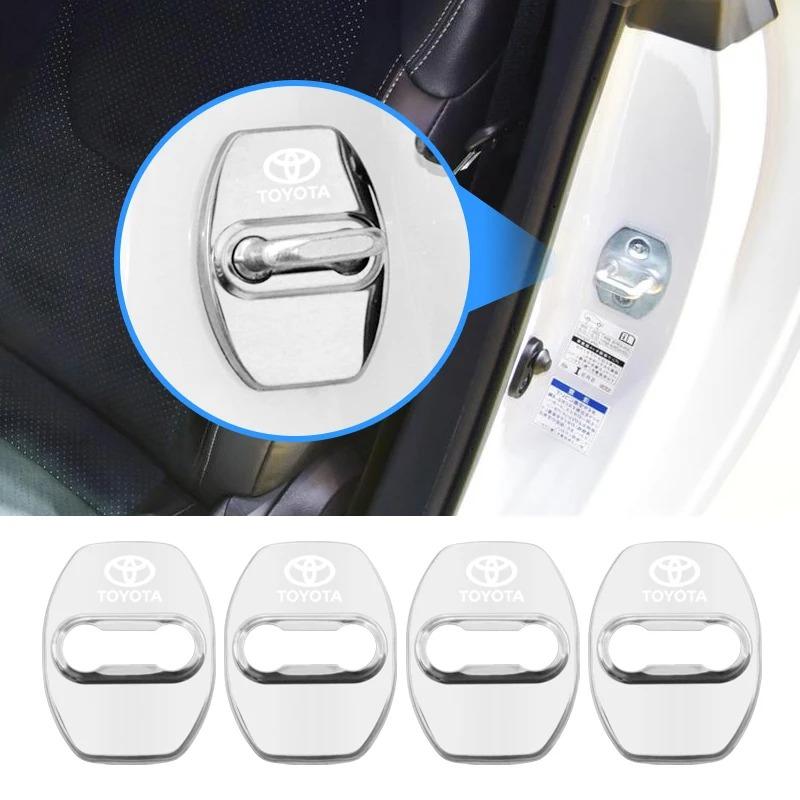 MSH3 4Pcs Car Door Lock Cover Anti Scratch Protective Buckle Caps for Toyota Yaris Hilux Prius Auris Corolla Camry RAV4 Accessories