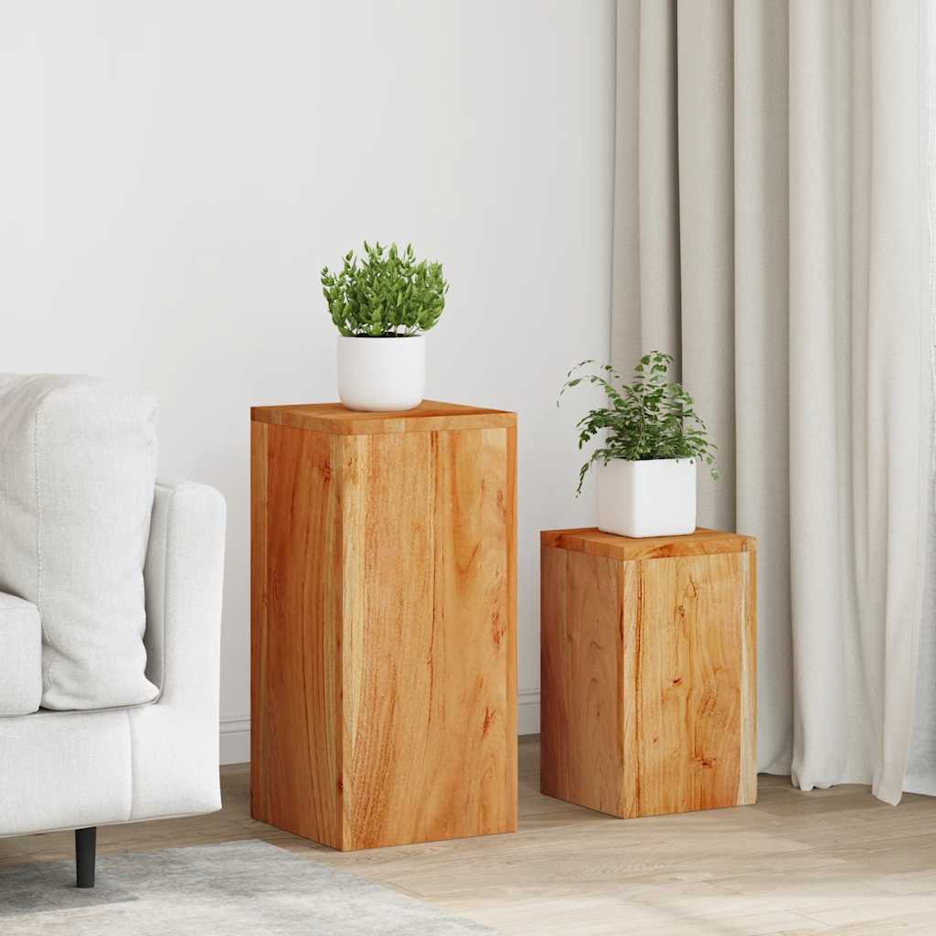 Plant Stand Set 2 Pieces Solid Acacia Wood