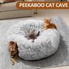 Cat Tunnel With Cat Bed Under Christmas Tree Soft Plush Peekaboo Multifunctional Playground Toys Hide Place For Kittens, Rabbit, Ferret