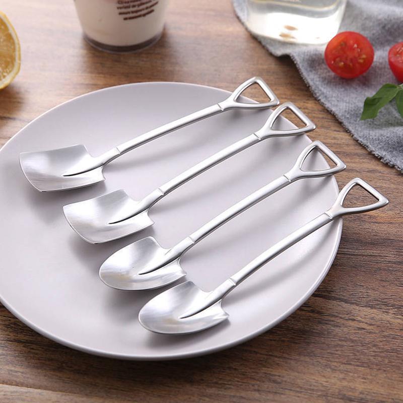 4 шт./набор Ретро лопатка из нержавеющей стали Ложка для мороженого и кофе Креативная чайная ложка