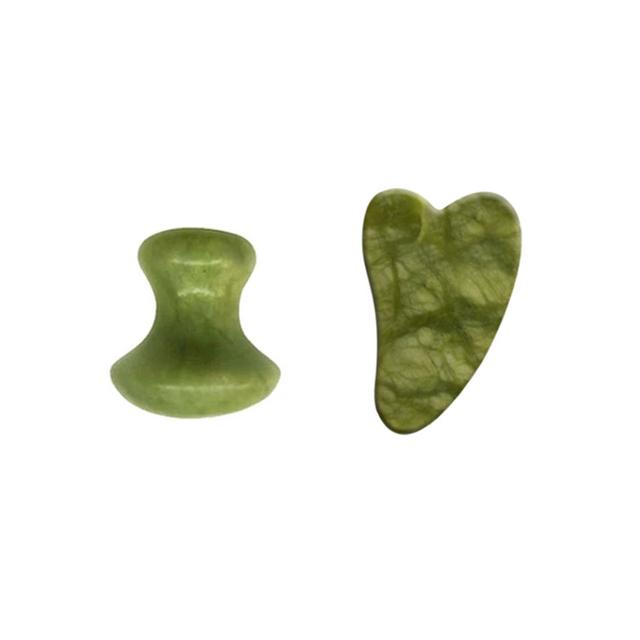 2pcs Natural Xiuyan Jade Stone Roller Gua Sha Board Set Gouache Scraper Acupuncture Spa Facial Scraping Massager Beauty Tools