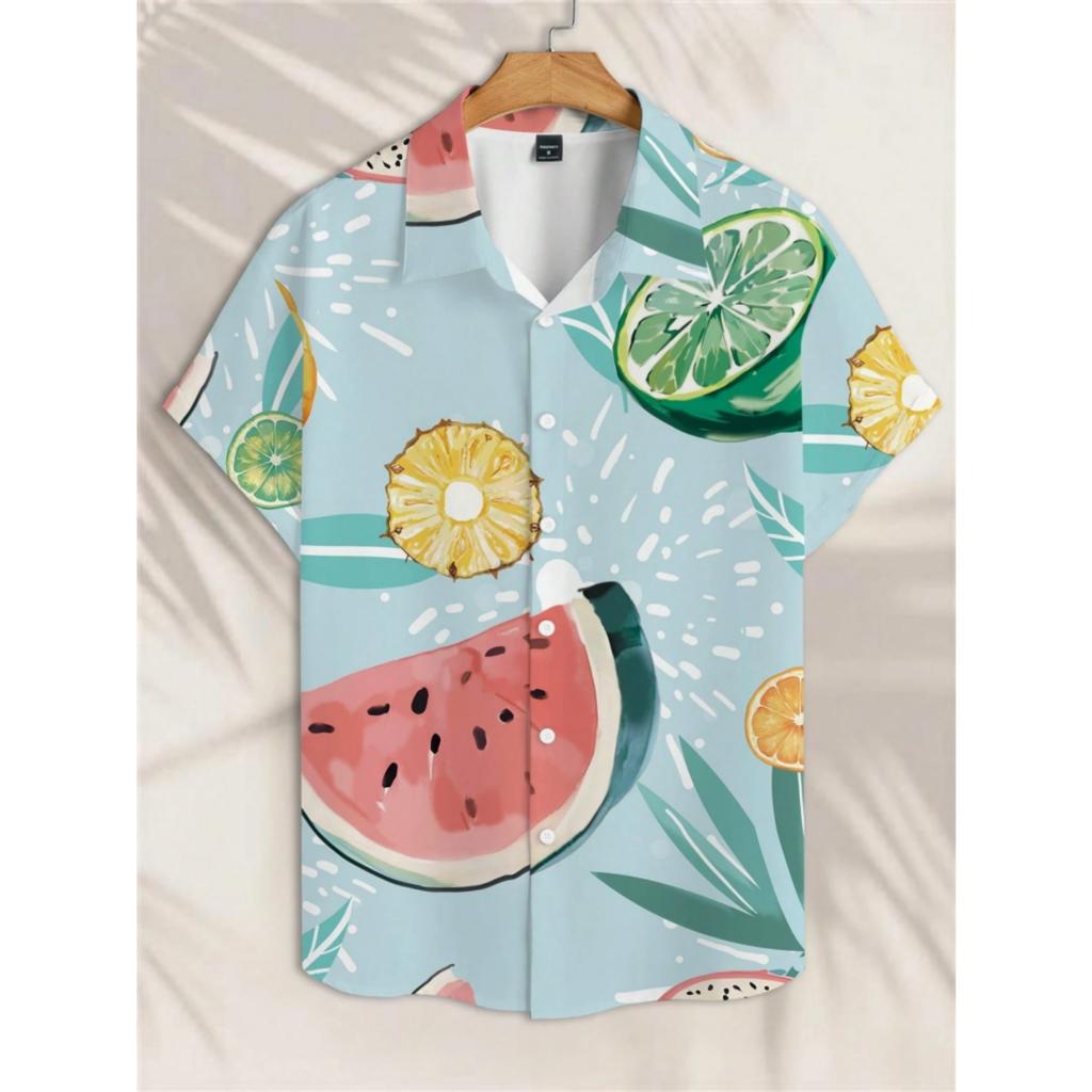 2025 Новые летние повседневные рубашки с коротким рукавом с 3D цветочным принтом, мужские повседневные рубашки для улицы, пляжные рубашки в гавайском стиле