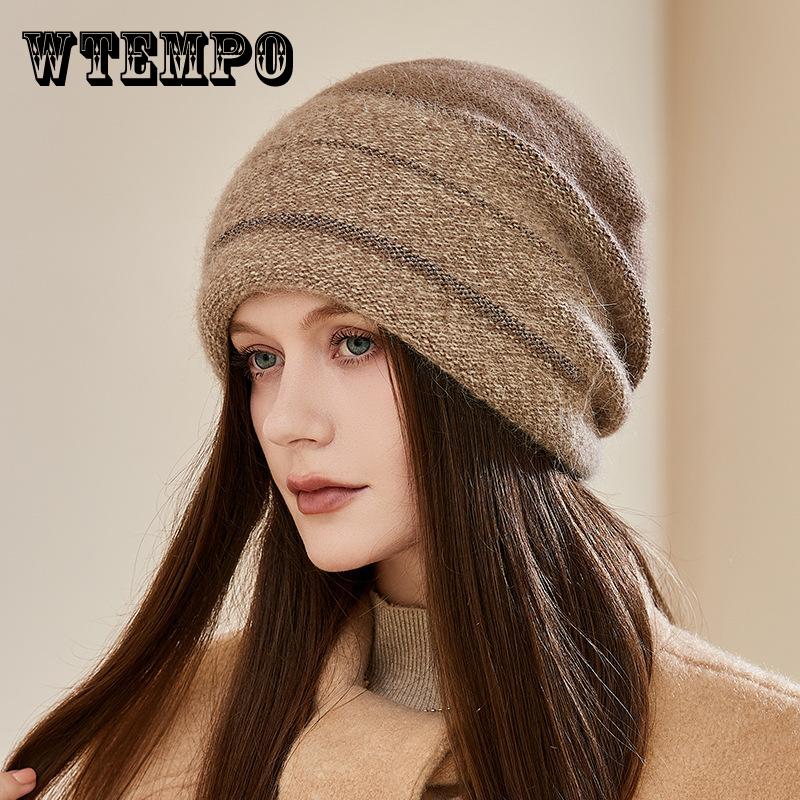 Knitted Winter Hat for Women - Hand Washable, Stretchable, Double-Layer Warmth, Comfortable Ear Cover, Thick Yarn Slouchy Beanie