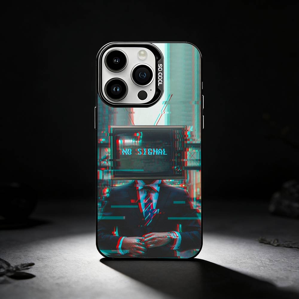 No Signal TV ART Phone Case For iPhone 17,16,15,14,13,12,11 Plus,Pro Max,XS,Colored silver phone case
