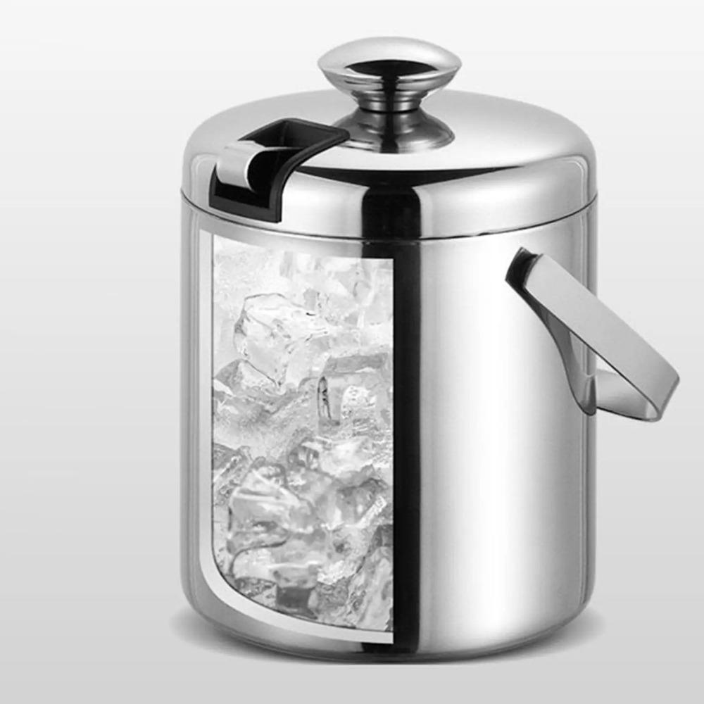 304 Stainless Steel Bar Insulated Ice Bucket 3.0/1.3 L Bar Drink Cooler  Pub