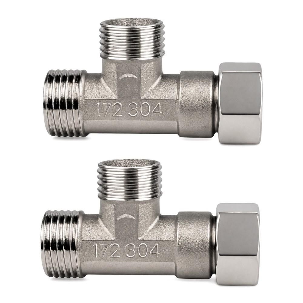 2PCS Stainless Steel Pipe Joint 3 Way 3 Way Diverter Durable Water Pipe Connector Home Water System