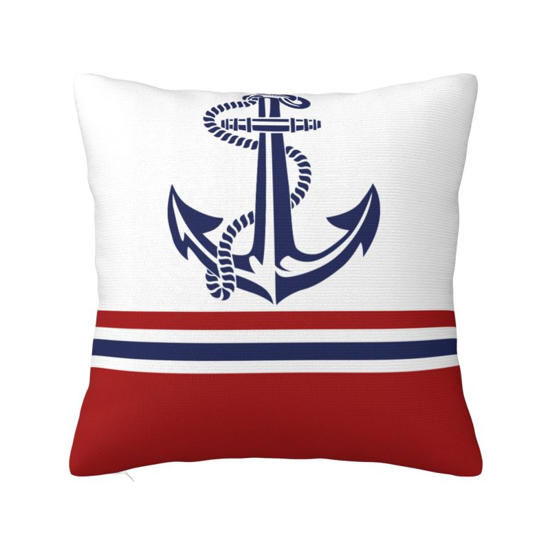 Nordic Style Nautical Captain Anchor Cushion Cover Velvet Sailor Adventure Pillow Case for Sofa Car Square Pillowcase Home Decor