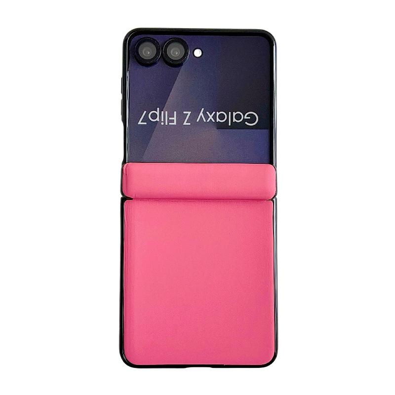 Однотонный чехол-бампер из кожи с текстурой Morandi для Samsung Z Flip7, ударопрочный, складной, из твердого ПК