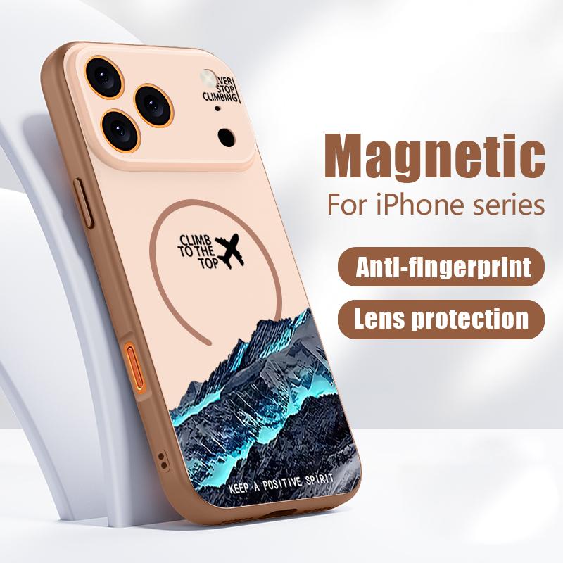 Магнитный чехол для Magsafe для iPhone 17 Pro Max, чехол с рисунком пейзажа с самолетом, приятный на ощупь, для iPhone 16 15 14 13 Pro Max