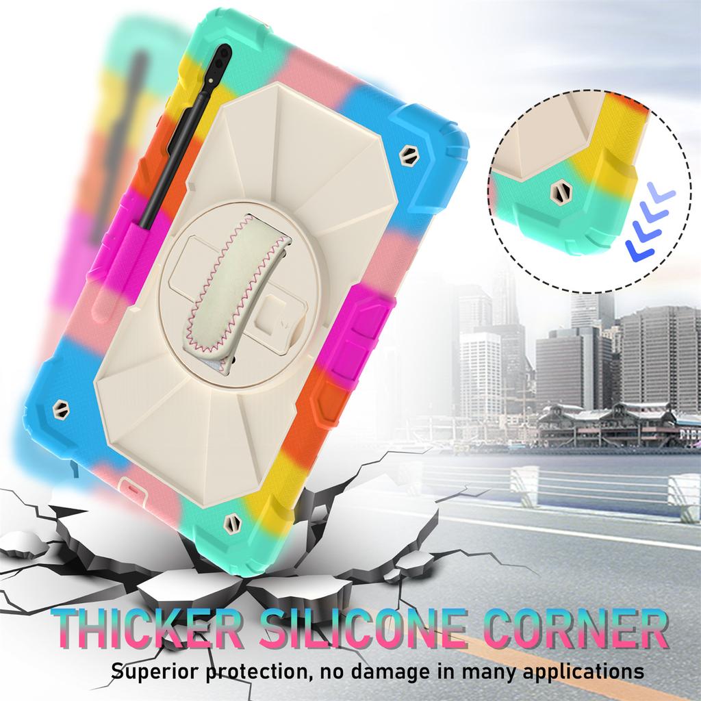 Для Samsung Galaxy Tab S7/Tab S8/Tab S7 FE/Tab S7+/Tab S8+ встроенный Apple Pencil паз дизайн плечевого ремня вращающаяся на 360° ручка противоударный чехол