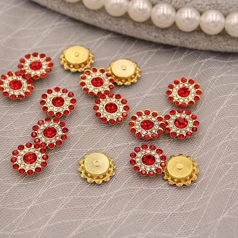 14mm Round Plum Blossom Glass Three-Layer Flower Rhinestone Patch, clothing accessory, DIY clothing hair accessory rhinestone glass button