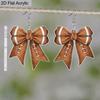 2D Flat Football Bowknot Shape Dangle Drop Earrings Lightweight Acrylic Game Day Bow Earring for Women Men Sport Lover Fans Party Favors Jewelry