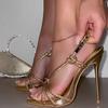 Sexy Peep Toe Square Head Thin High Heel Sandals Women Luxury Crystal Bling Cross-tied Ankle Buckle Stiletto Party Shoes