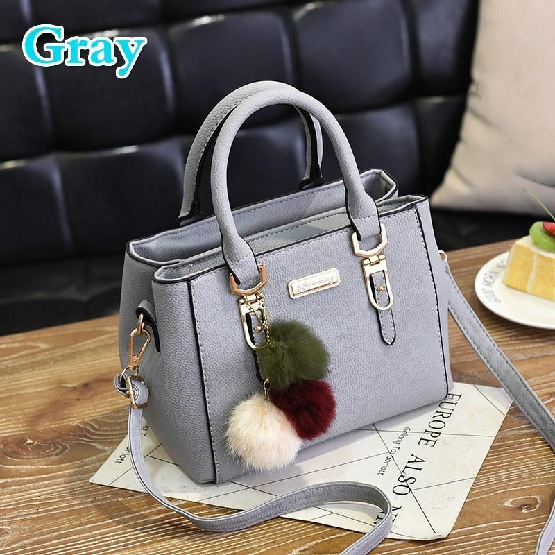 Модные женские сумки Hairball PU Leather Totes Bag Сумка с верхней ручкой Crossbody Сумка через плечо Сумка на плечо