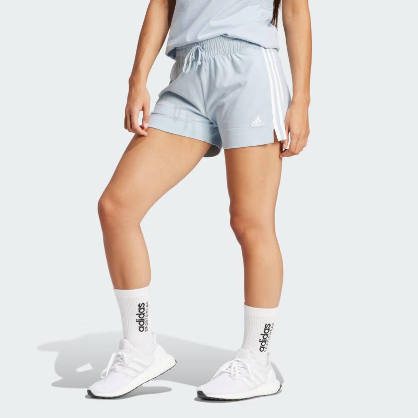 adidas Шорты Essentials Slim с 3 полосками Повседневные шорты Женские Синие IR7460
