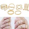 6Pcs/Set Women Golden Tone Stack Plain Slim Band Midi Ring Spiral Knuckle Rings AVE