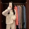 Женский вязаный комплект пижамы из кораллового флиса, теплый, для осени/зимы