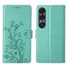 For Sony Xperia 1 VII Wallet Case Butterfly Floral Imprint PU Leather Phone Cover with Wrist Strap
