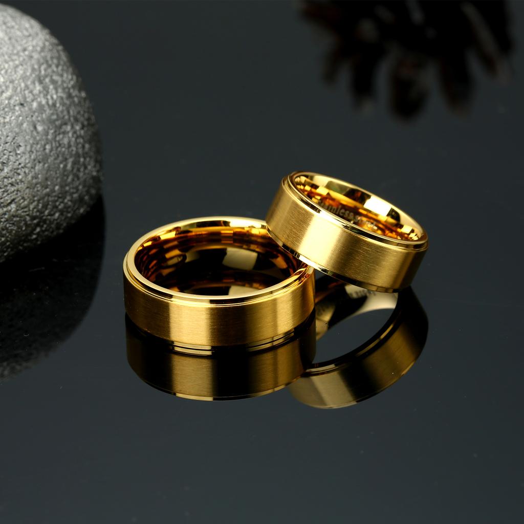 Кольца из нержавеющей стали для мужчин, пара вольфрамовых обручальных колец, черный/серебристый/золотой/светло-черный/коричневый с матовой отделкой, удобная посадка