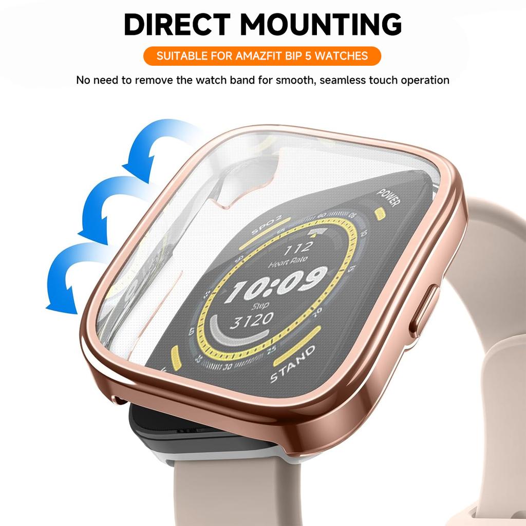 Мягкий силиконовый чехол с покрытием для умных часов Amazfit Bip 5, Защитная пленка для экрана, Бампер, Чехол для Huami Amazfit Bip5