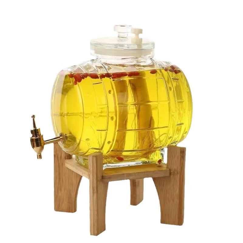 Горизонтальный стеклянный инфузионный кувшин с краном из нержавеющей стали