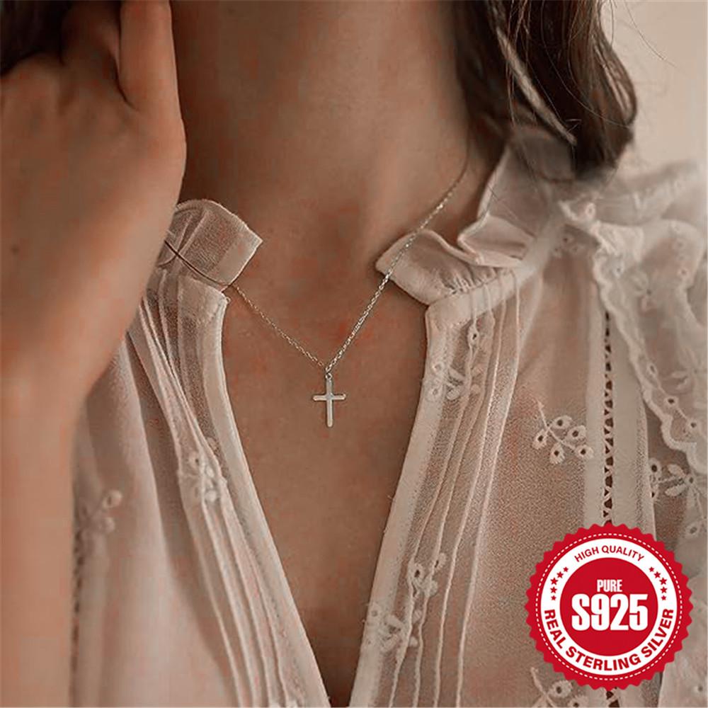 canner 925 пробы стерлингового серебра 1шт модный крест кулон ожерелье ювелирные изделия подарок для женщин повседневная одежда свадьба вечеринка помолвка день святого валентина