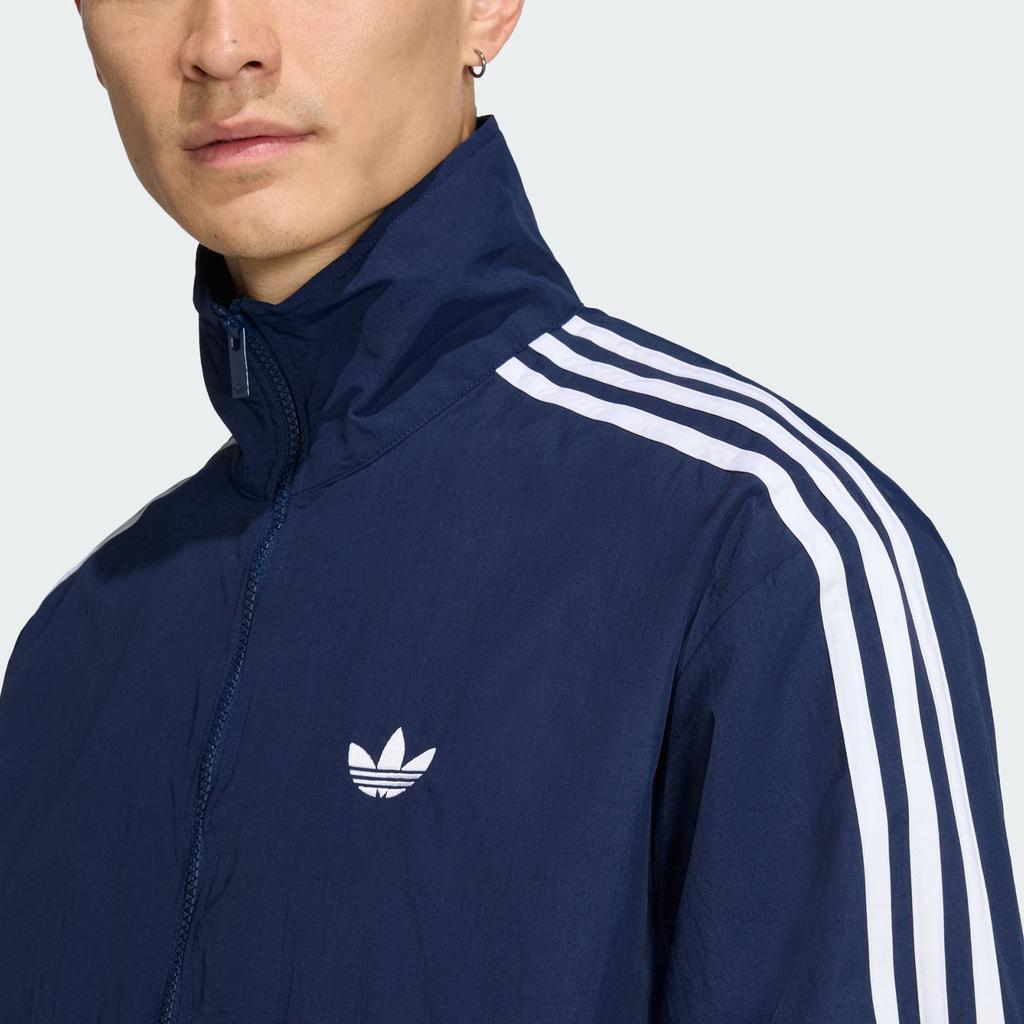 adidas Оригиналы Firebird Плетеная куртка с тремя полосками, воротником-стойкой на молнии, спортивная, с длинным рукавом, мужская куртка KE1365