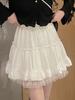 Summer White Lace Sweet Skirt Women Korean Fashion Fluffy Kawaii Party Mini Skirt Female Ruffle Flounce Slim Chic Skirt 2024 New