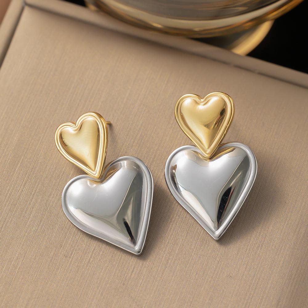 Elegant Retro Stainless Steel Earrings with Exaggerated Design for Women