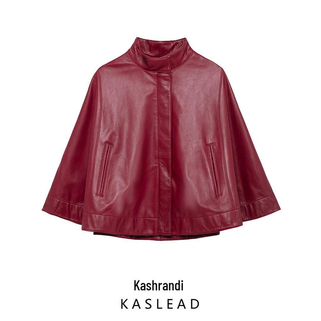 Женская мода весна 2025: Европейский и американский стиль Кожаный короткий плащ на молнии