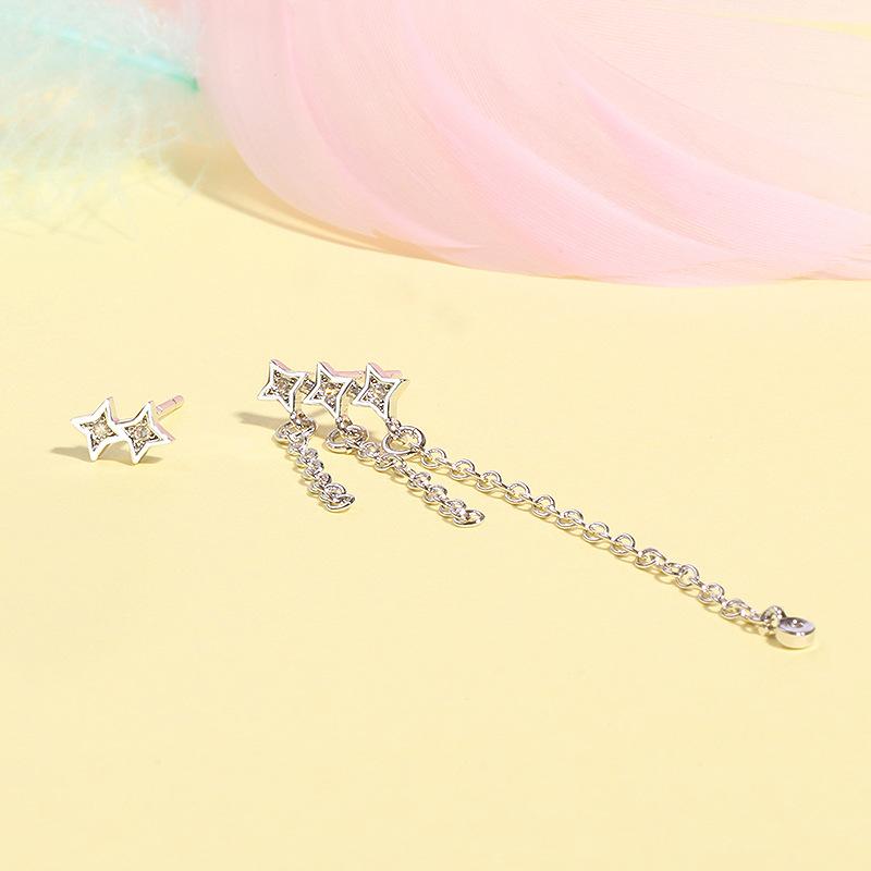 925 стерлингового серебра асимметричные кисточки звезды капли серьги гипоаллергенные для женщин мода свадьба вечеринка подарок ювелирные изделия